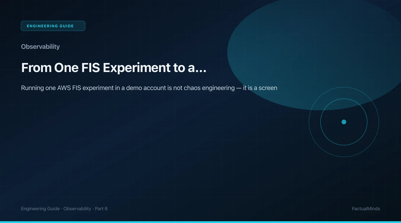 From One FIS Experiment to a Resilience Program (2026): AWS Fault Injection Service, Stop Conditions, and GameDays That Actually Change Behavior