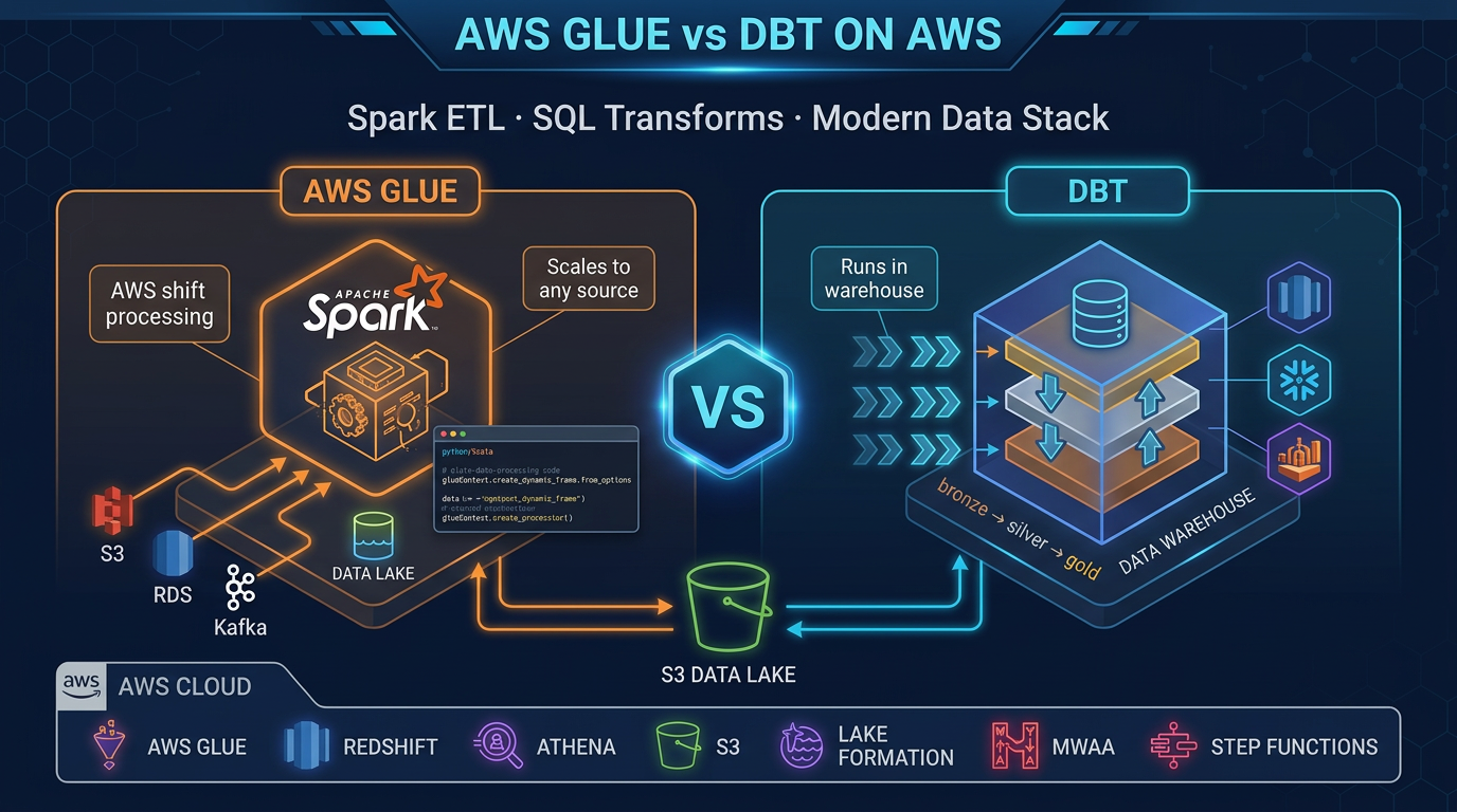 AWS Glue vs dbt on AWS: Data Transformation Decision Guide for 2026