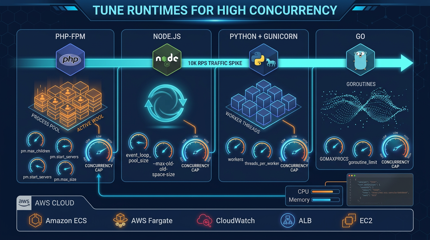 How to Tune PHP, Node.js, Python, and Go for High Concurrency on AWS